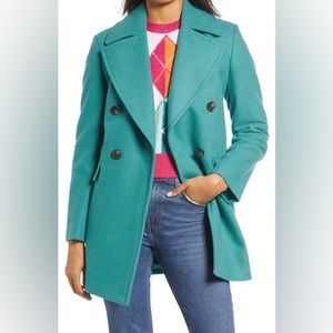 ♥️ BRAND NEW! Halogen x Atlantic-Pacific Double Breasted Wool Blend Coat